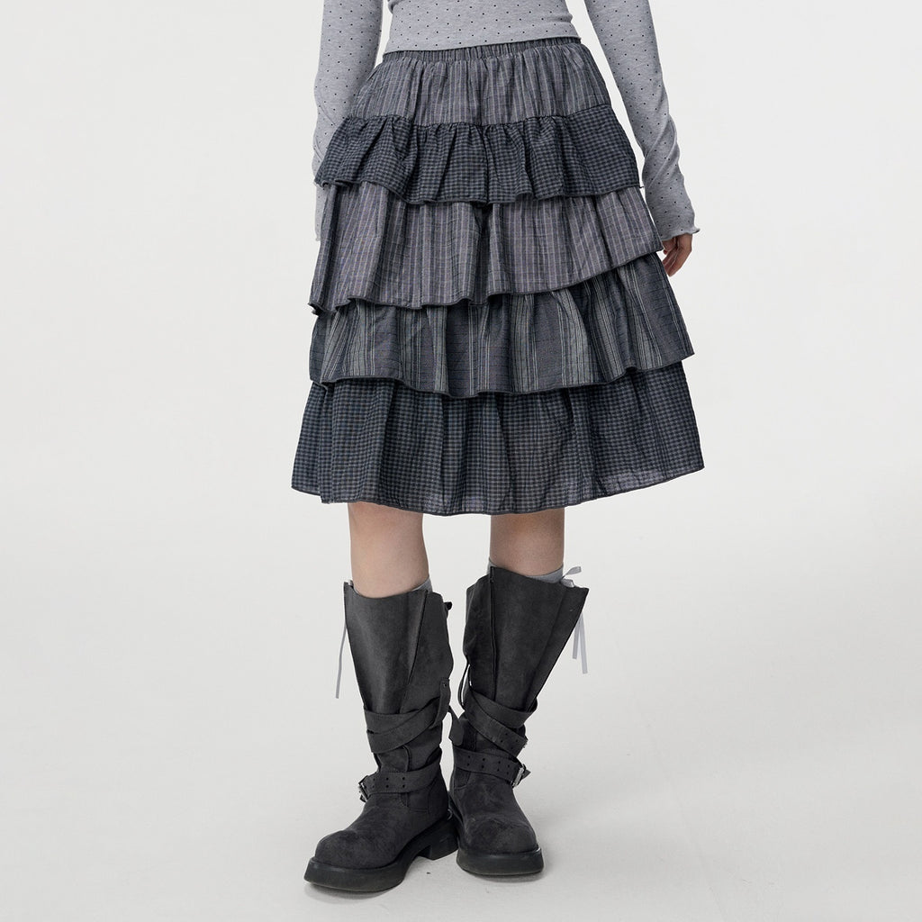 VEEMIX_Plaid_Patchwork_Cake_High_Waist_Women's_Cotton_Polyester_Tiered_Skirts_1074562101226_MISSTT