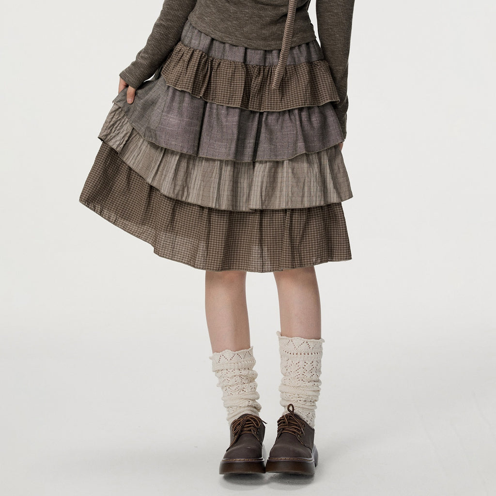 VEEMIX_Plaid_Patchwork_Cake_High_Waist_Women's_Cotton_Polyester_Tiered_Skirts_1074562101226_MISSTT