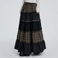 VEEMIX_Plaid_Polka_Dot_Spliced_Tiered_High_Waist_Women's_Polyester_Cotton_Maxi_Skirts_1090051964557_MISSTT