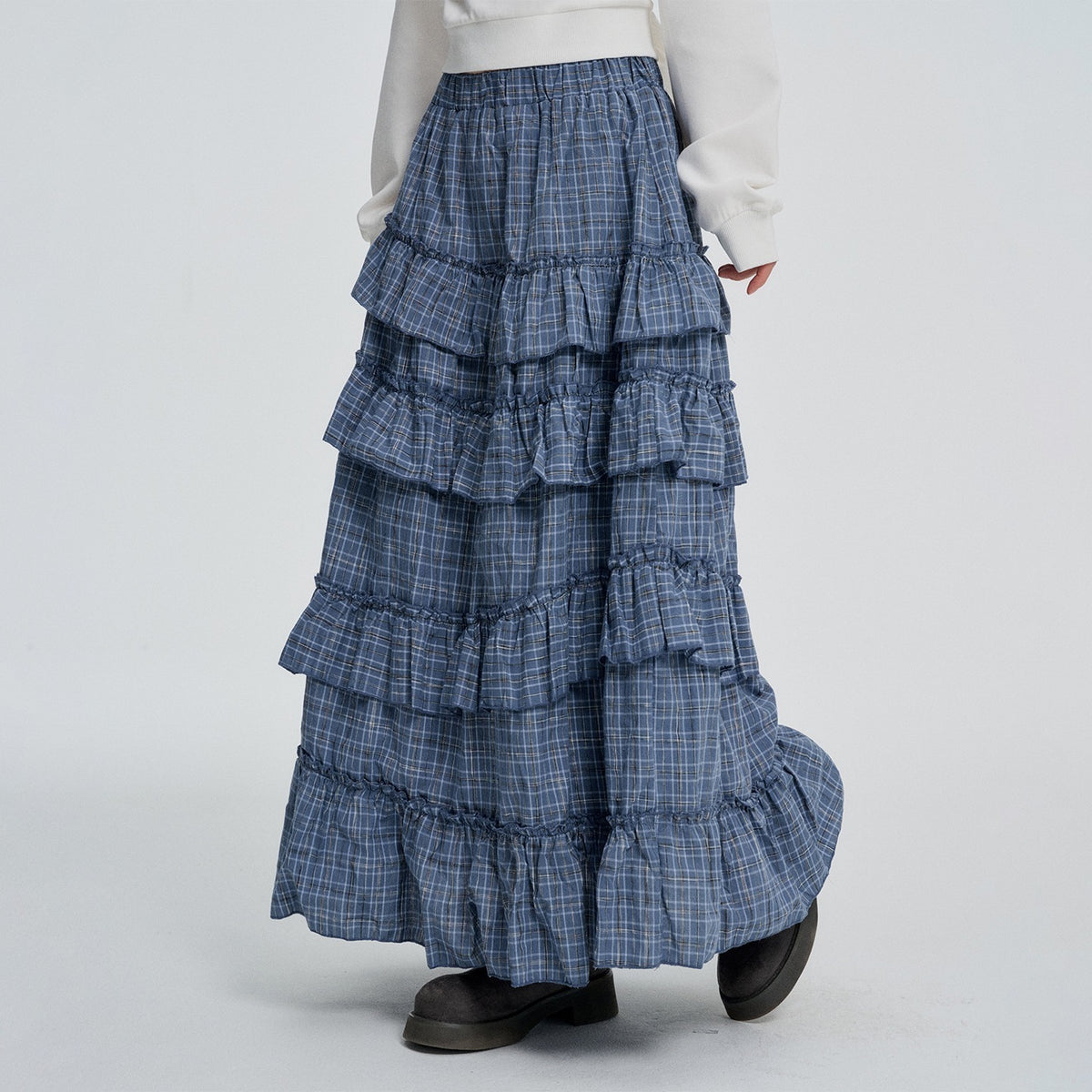 VEEMIX_Plaid_Ruffle_Asymmetric_High_Waist_Tiered_Women's_Cotton_Maxi_Skirts_1089390769266_MISSTT