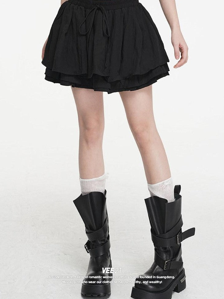 VEEMIX Pleated Ballerina A Line Tie Detail Women's Regenerated Cellulose Mini Skirts