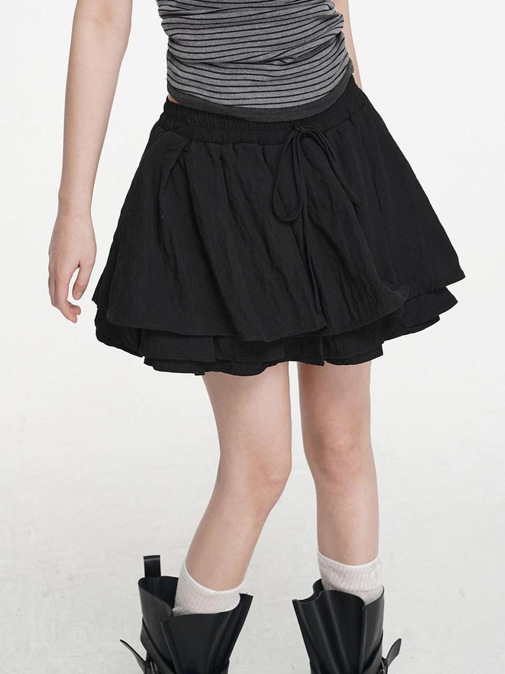 VEEMIX Pleated Ballerina A Line Tie Detail Women's Regenerated Cellulose Mini Skirts
