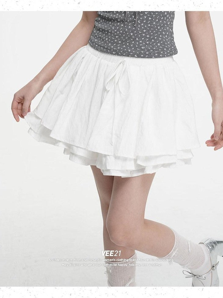 VEEMIX Pleated Ballerina A Line Tie Detail Women's Regenerated Cellulose Mini Skirts