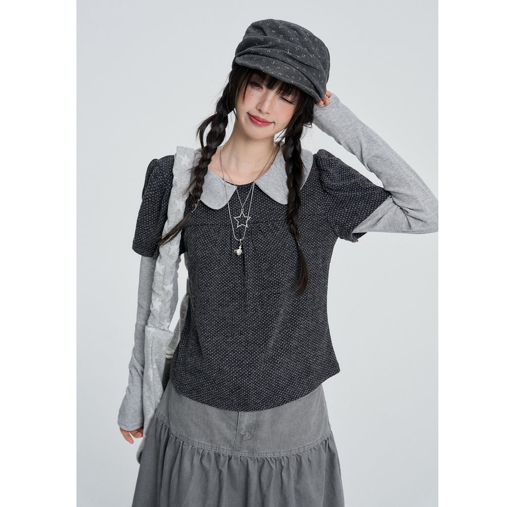 VEEMIX_Polka_Dot_Layered_Fake_Two_Piece_Women's_Long_Sleeve_T-shirts_1086150648222_MISSTT