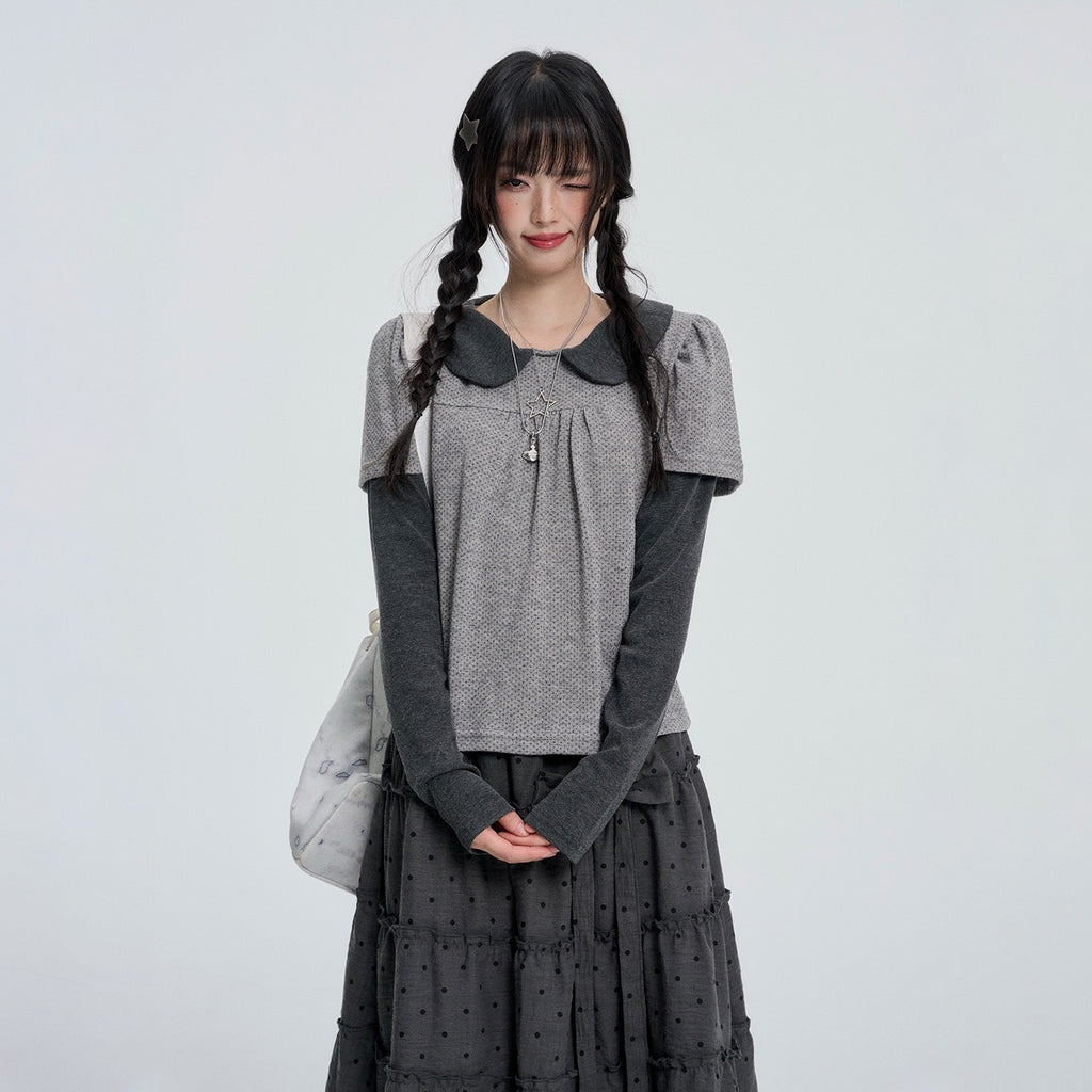 VEEMIX_Polka_Dot_Layered_Fake_Two_Piece_Women's_Long_Sleeve_T-shirts_1086150648222_MISSTT