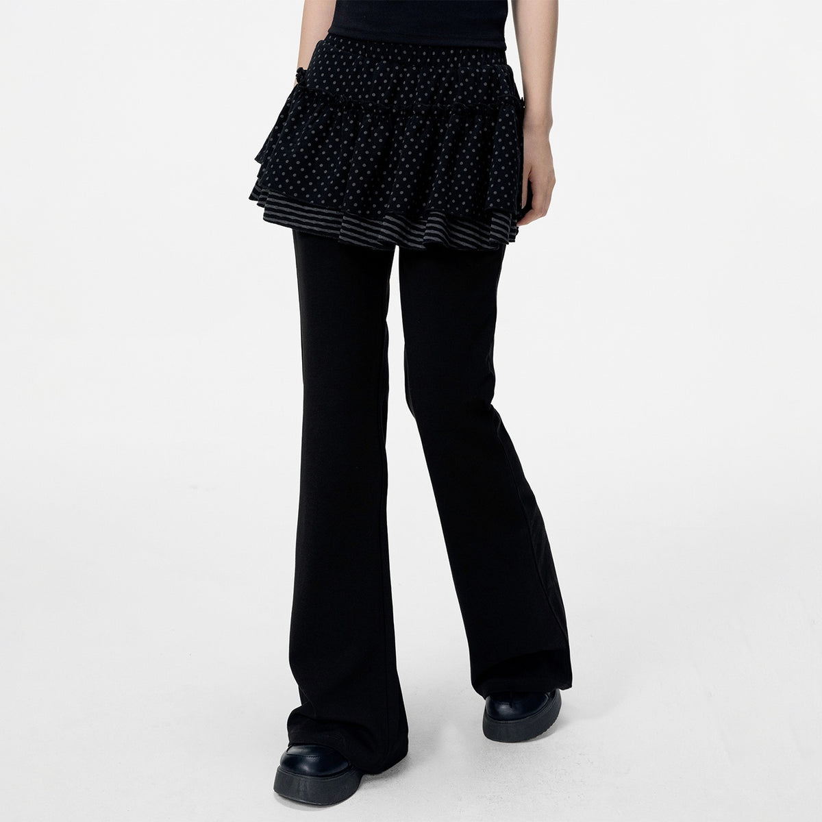 VEEMIX_Polka_Dot_Layered_Look_Straight_Leg_High_Waist_Cotton_Women's_Sweatpants_1077146201984_MISSTT