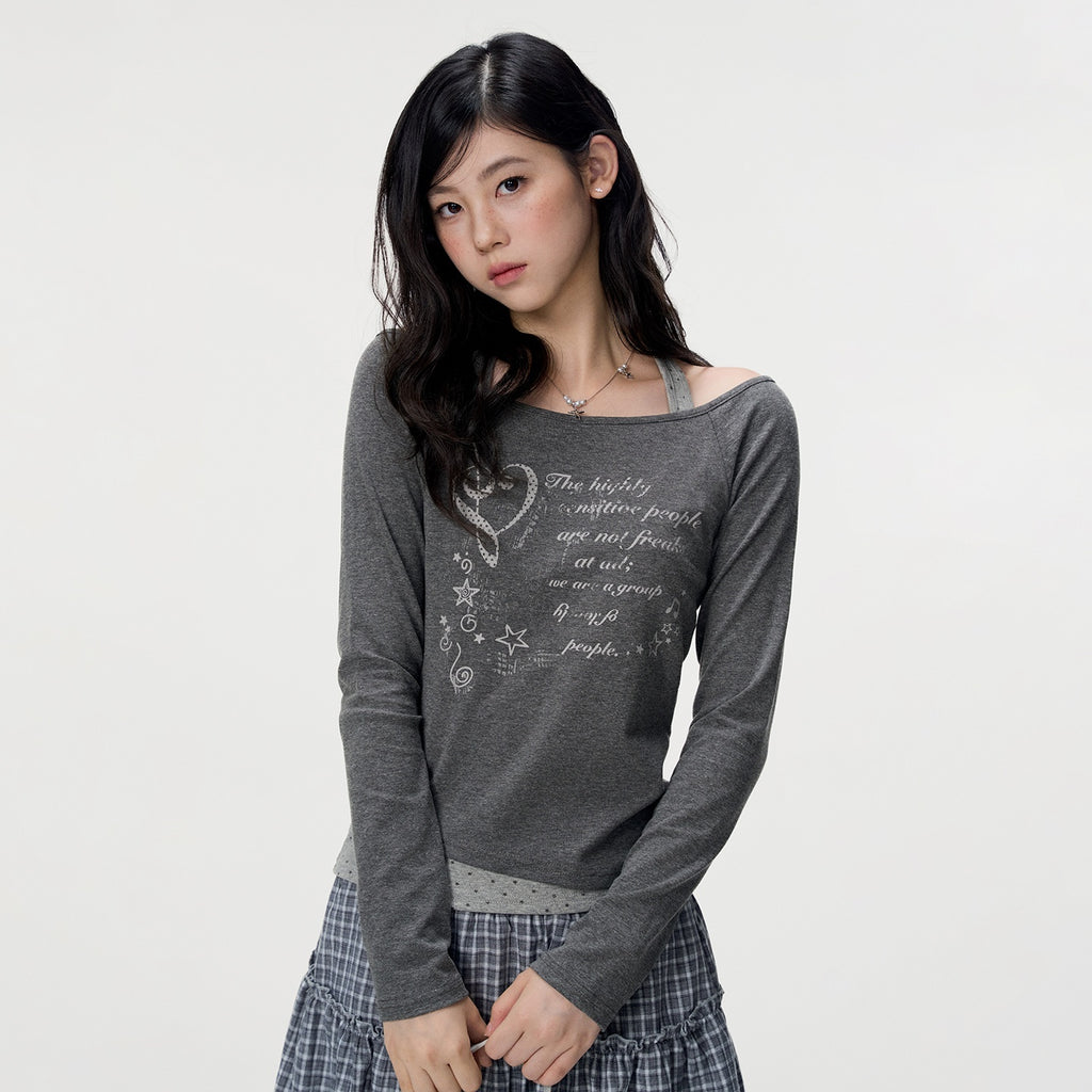 VEEMIX_Polka_Dot_Star_Print_Faux_Two_Piece_Off_Shoulder_Sweet_Women's_Long_Sleeve_T-shirts_1073721953770_MISSTT