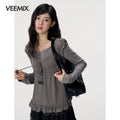 VEEMIX_Puff_Sleeve_Two_Piece_Solid_Color_Slim_Fit_Women's_Cotton_Long_Sleeve_T-shirts_1072711518682_MISSTT