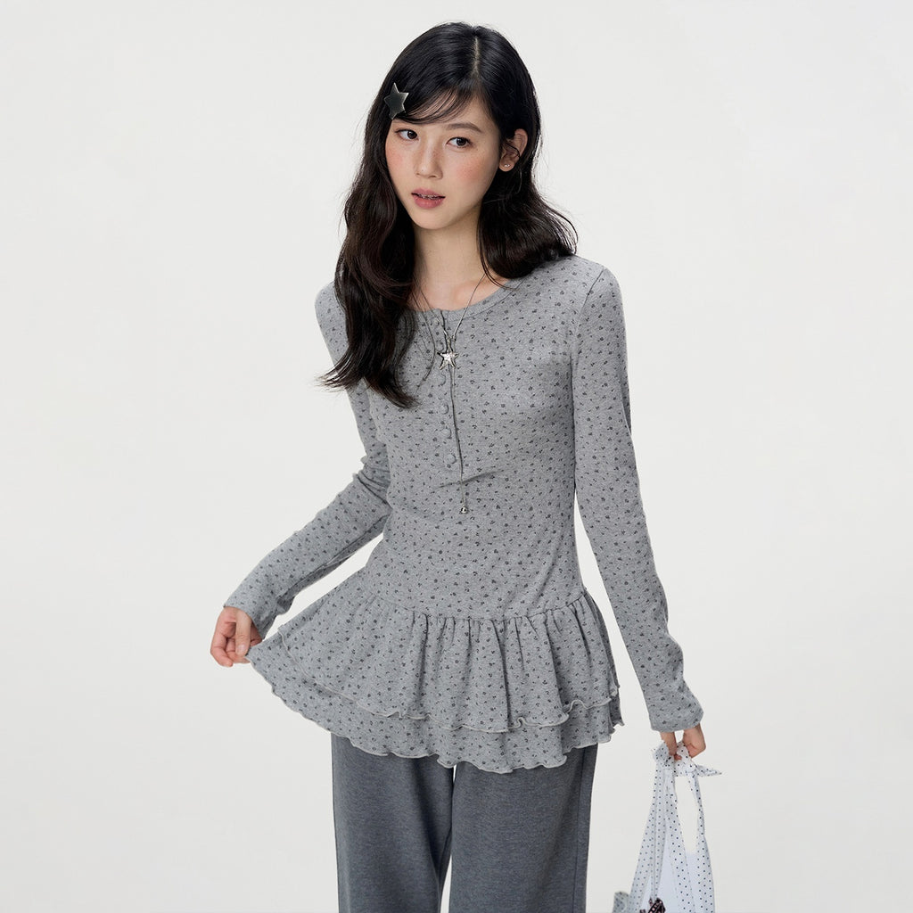 VEEMIX_Ruffle_Hem_Floral_Print_Slim_Fit_Round_Neck_Women's_Cotton_Long_Sleeve_T-shirts_1072705482426_MISSTT