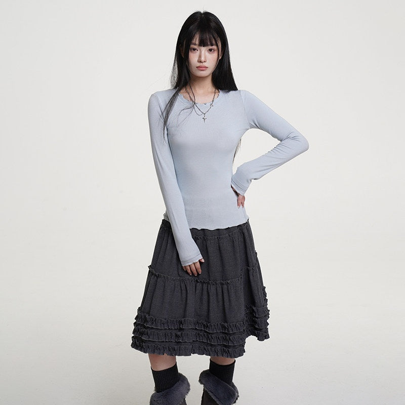 VEEMIX_Sky_Blue_Lettuce_Edge_Slim_Fit_Women's_Cotton_Blend_Long_Sleeve_T-shirts_994094278365_MISSTT