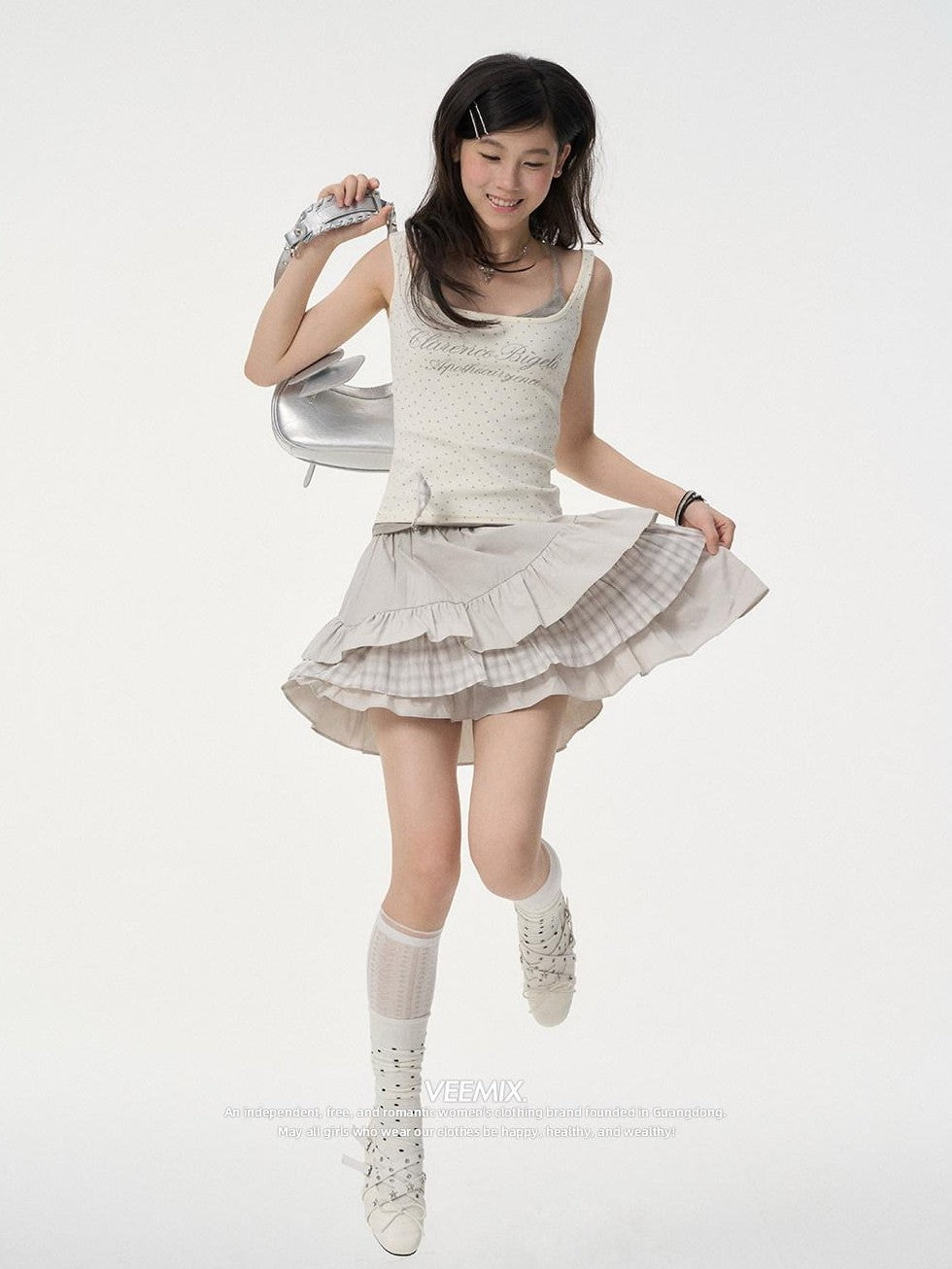 VEEMIX Star Print Halter Faux Two Piece Women's Cotton Blend Tank Tops