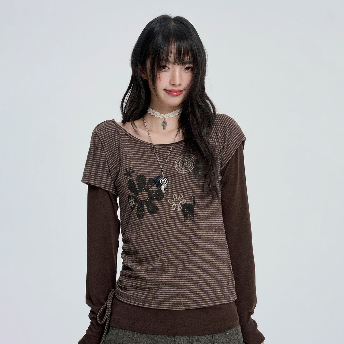 VEEMIX_Striped_Layered_Look_Contrast_Slouchy_Pullover_Women's_Knit_Long_Sleeve_T-shirts_1083181011638_MISSTT