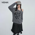 VEEMIX_Striped_One_Shoulder_Asymmetric_Print_Women's_Cotton_Long_Sleeve_T-shirts_1086603424723_MISSTT