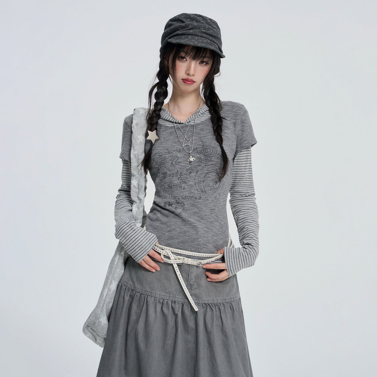 VEEMIX_Striped_Print_Layered_Hooded_Women's_Cotton_Blend_Long_Sleeve_T-shirts_1085132057089_MISSTT