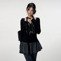 VEEMIX_V-neck_Tie_Print_Slim_Women's_Bamboo_Slub_Cotton_Long_Sleeve_T-shirts_1074273420288_MISSTT