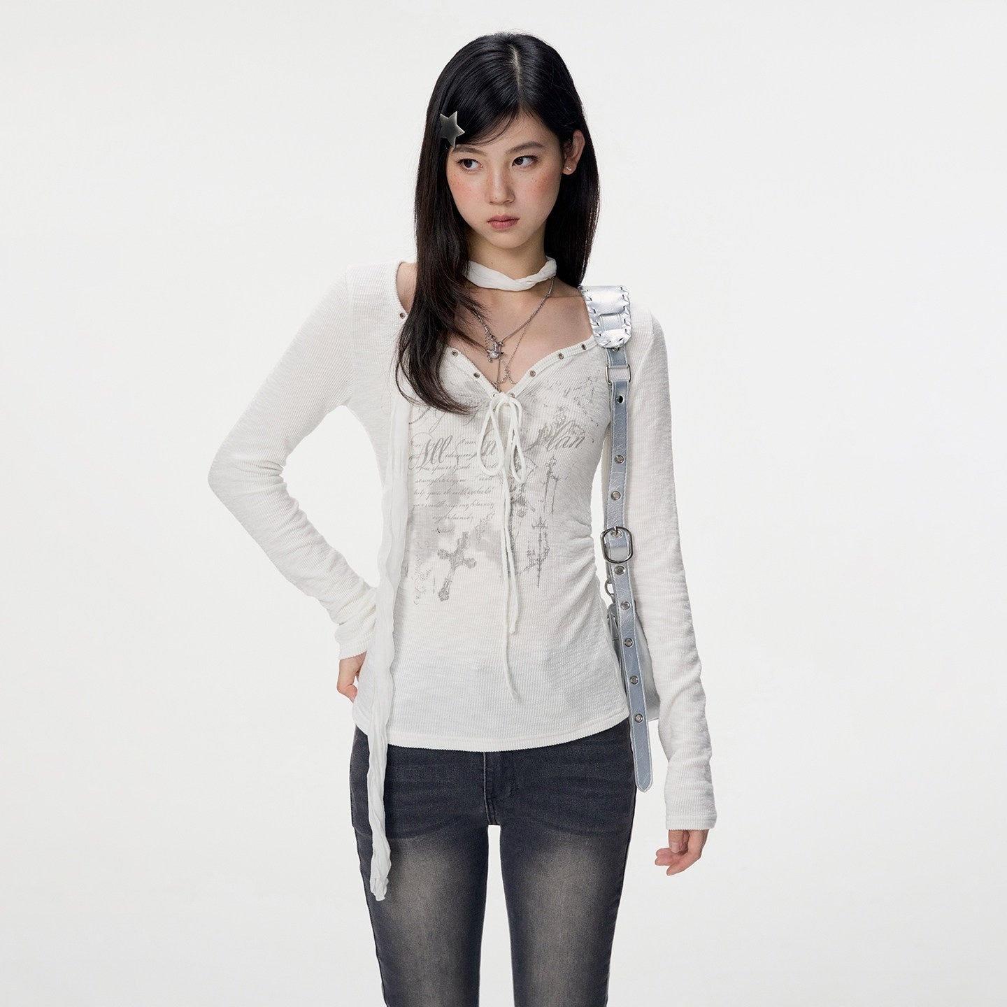 VEEMIX_V-neck_Tie_Print_Slim_Women's_Bamboo_Slub_Cotton_Long_Sleeve_T-shirts_1074273420288_MISSTT