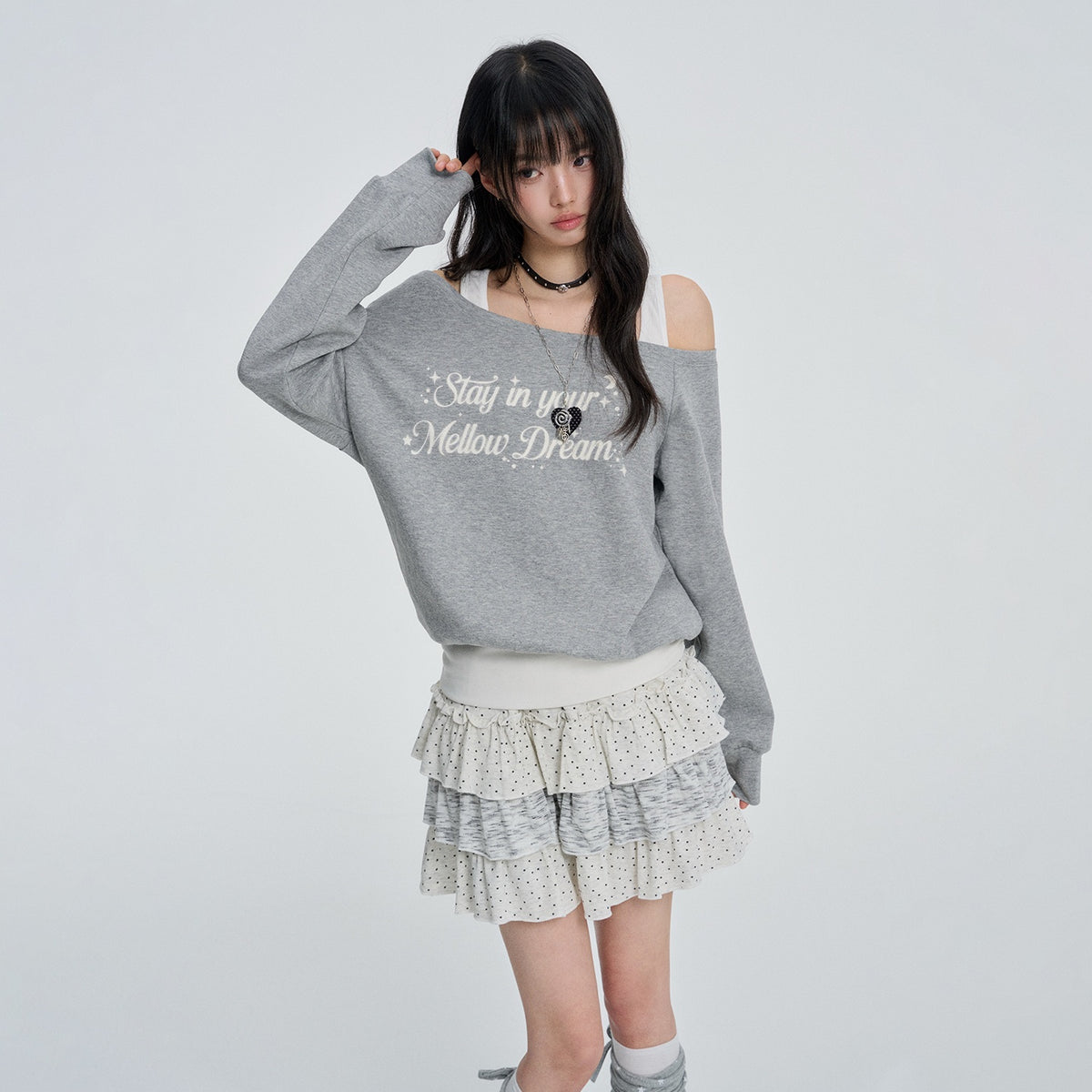 VEEMIX_White_Off_Shoulder_Faux_Two_Piece_Letter_Print_Women's_Cotton_Sweatshirts_1087661943803_MISSTT