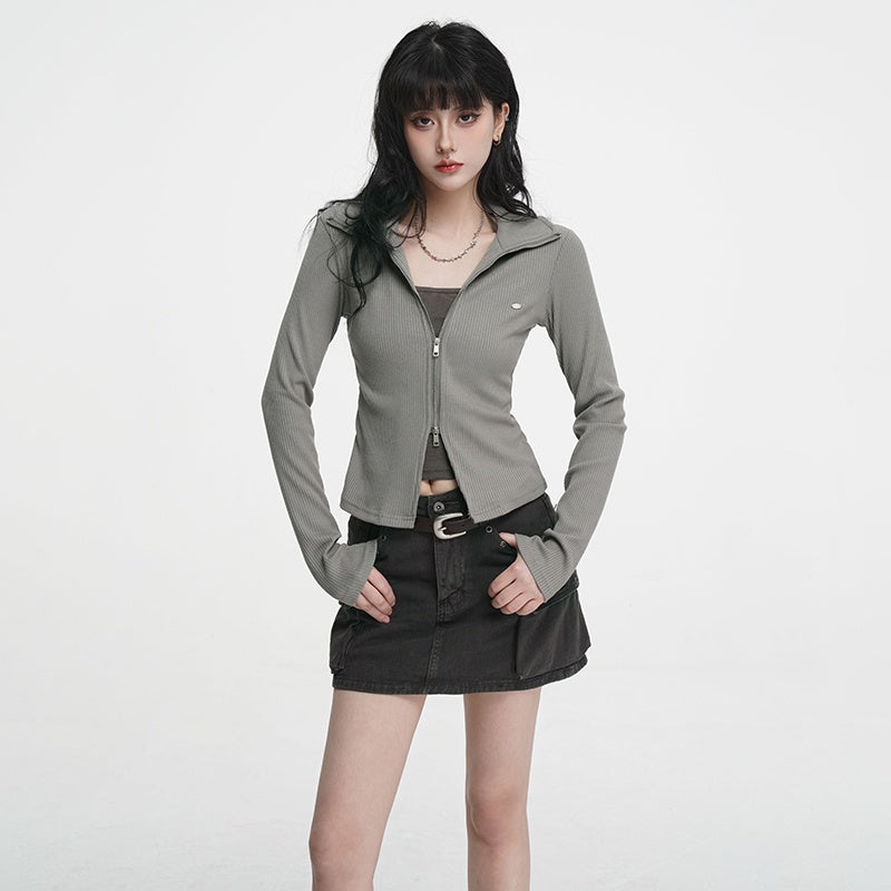 VEEMIX_Zip_Detail_Faux_Layer_Cropped_Women's_Polyester_Cardigans_1017910203749_MISSTT