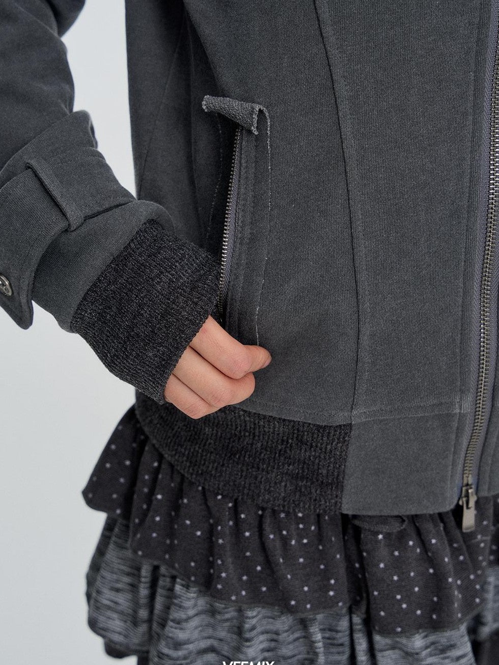 VEEMIX Zip Up Stand Collar Cropped Utility Women's Cotton Casual Jackets