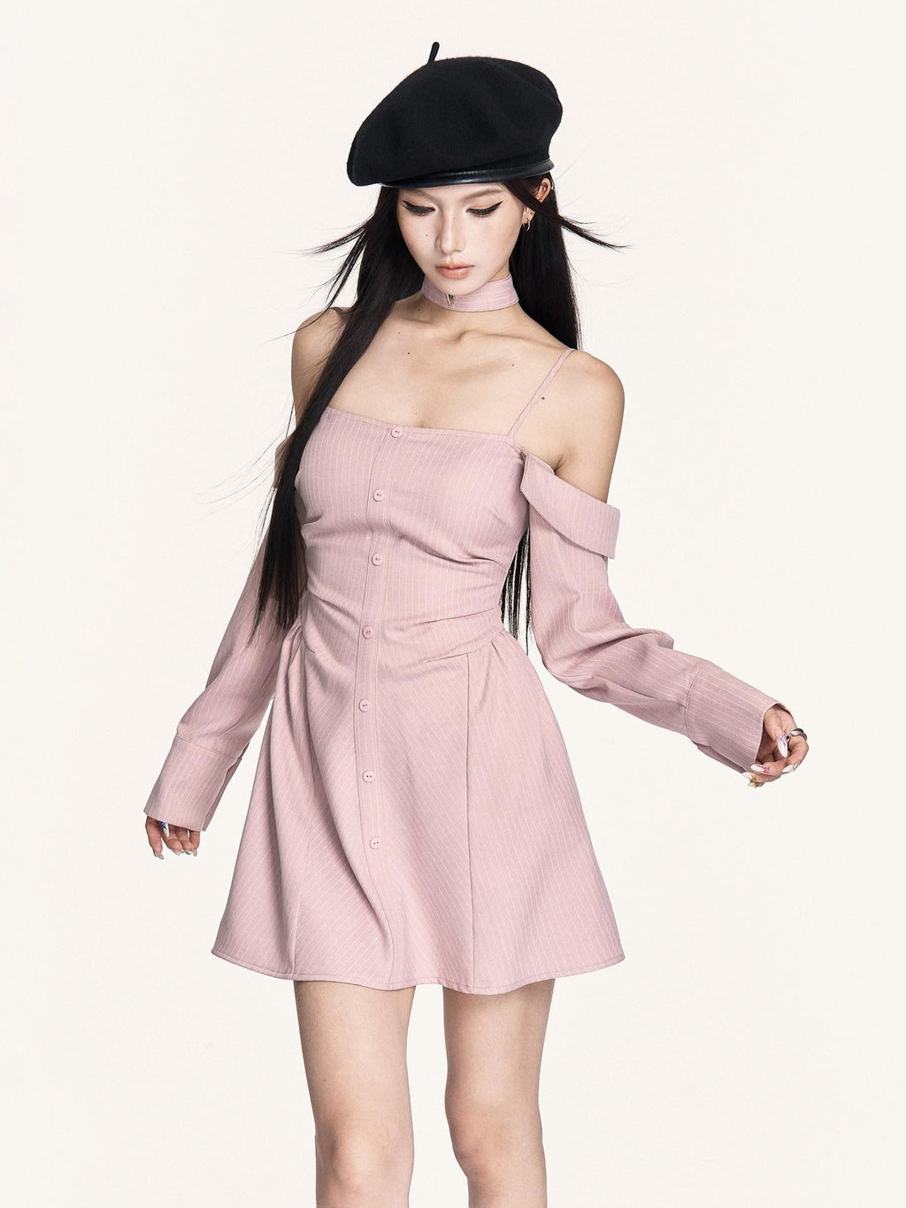 VOCK Artistic Striped Off Shoulder Women's Polyester Slip Mini Dresses