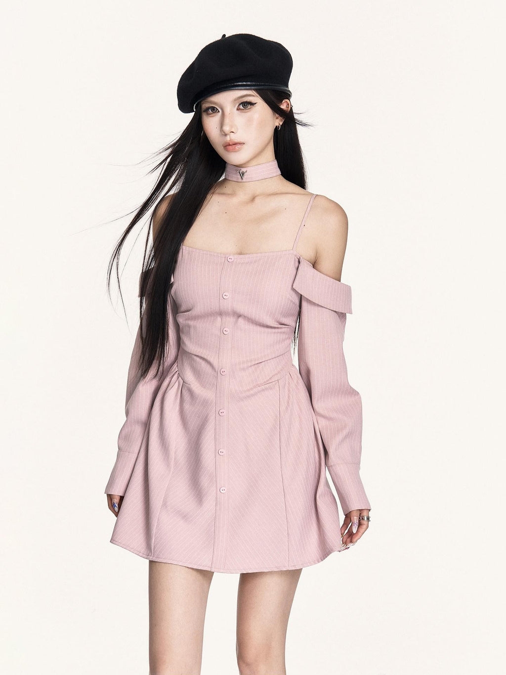 VOCK Artistic Striped Off Shoulder Women's Polyester Slip Mini Dresses