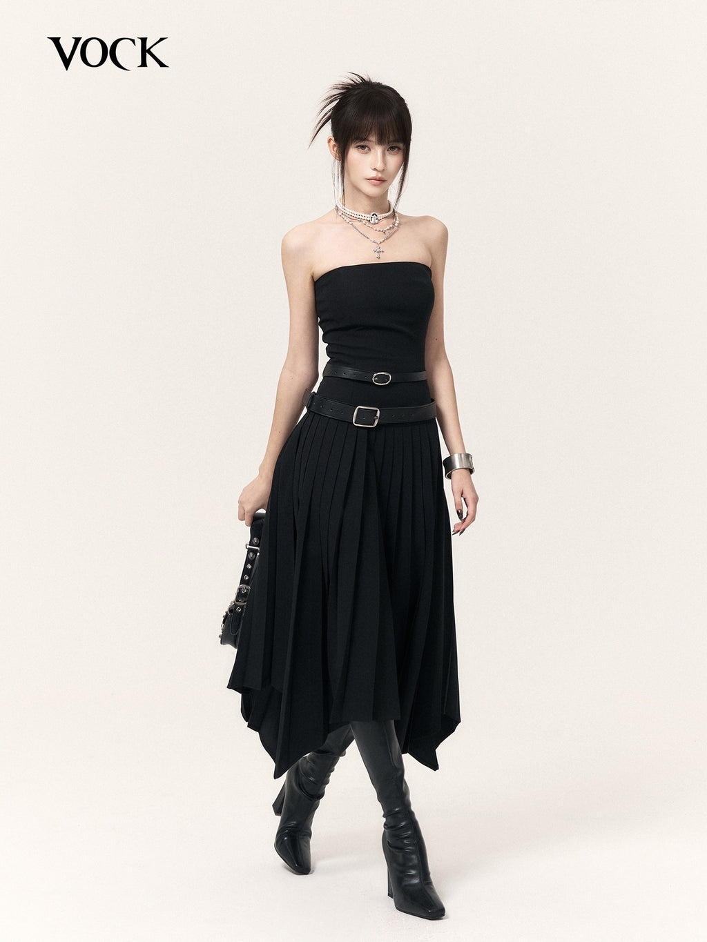 VOCK_Asymmetric_Pleated_Slimming_Women's_Polyester_Cotton_Strapless_Maxi_Dresses_1070703269072_MISSTT