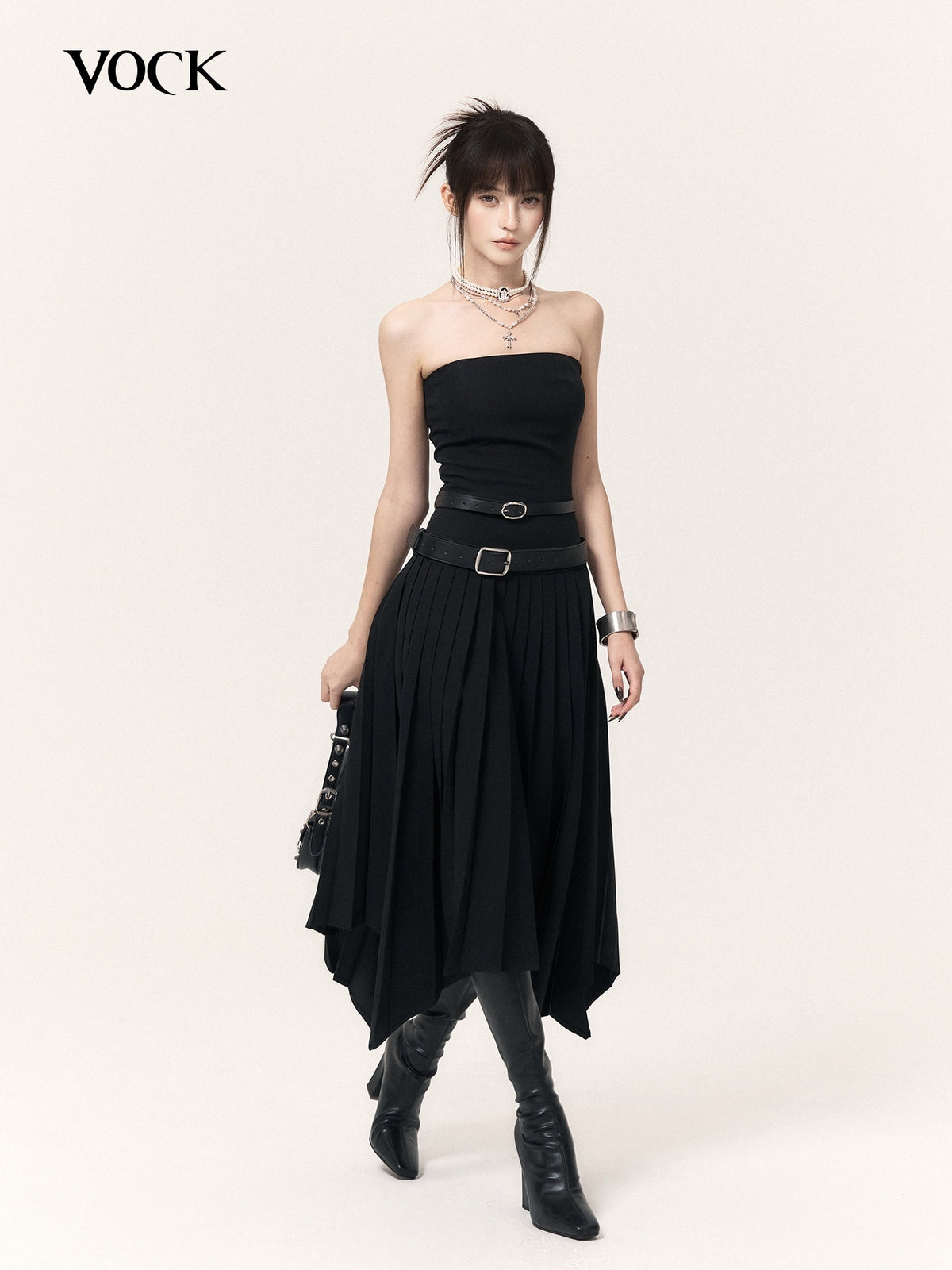 VOCK_Asymmetric_Pleated_Slimming_Women's_Polyester_Cotton_Strapless_Maxi_Dresses_1070703269072_MISSTT