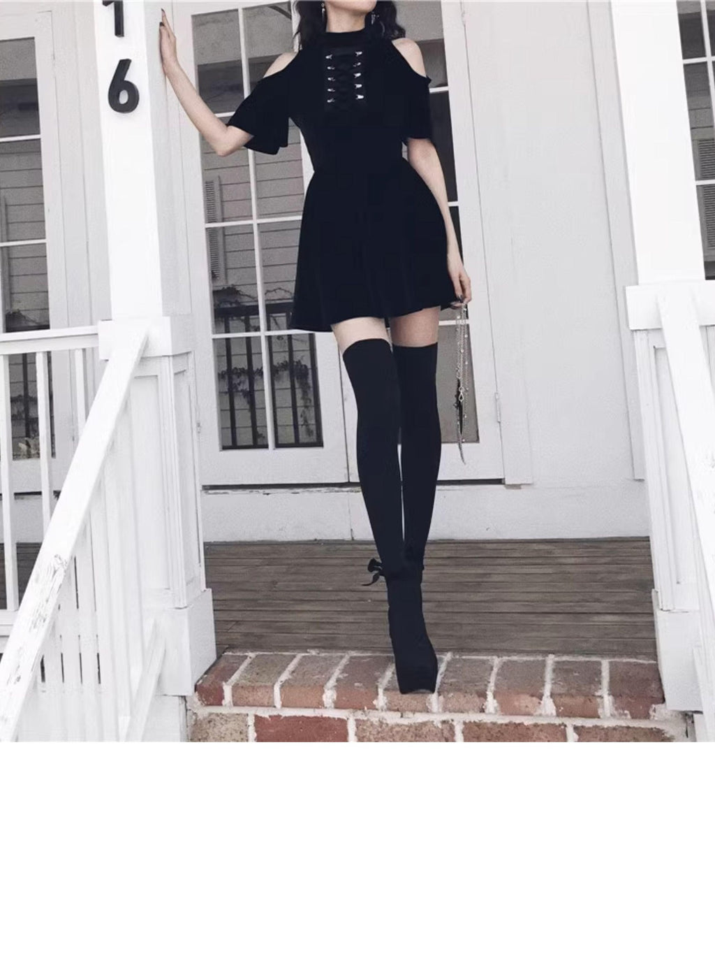 VOCK Black Anti Slip Thigh High Solid Slimming Women's Velvet Hold Up Socks