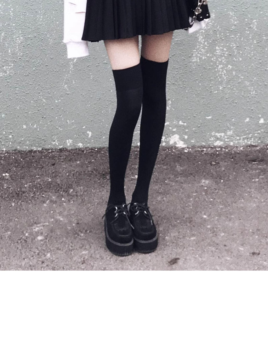 VOCK Black Anti Slip Thigh High Solid Slimming Women's Velvet Hold Up Socks