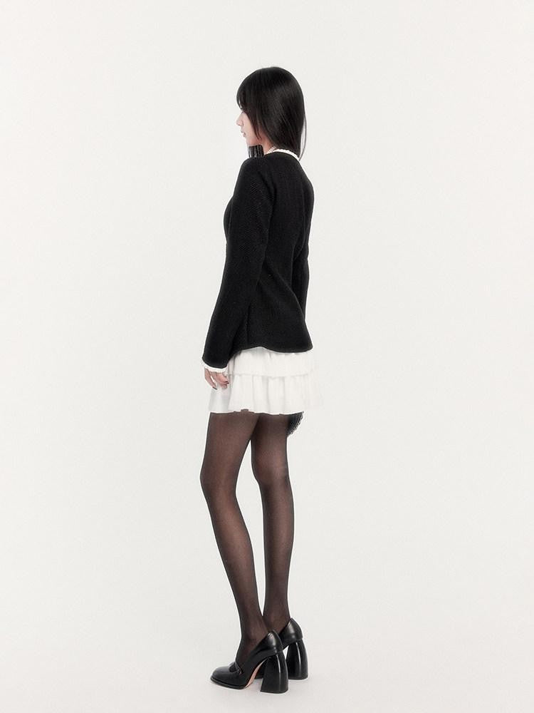 VOCK Black French Inspired Tweed Waist Cinch Women's Polyester Slip Mini Dresses