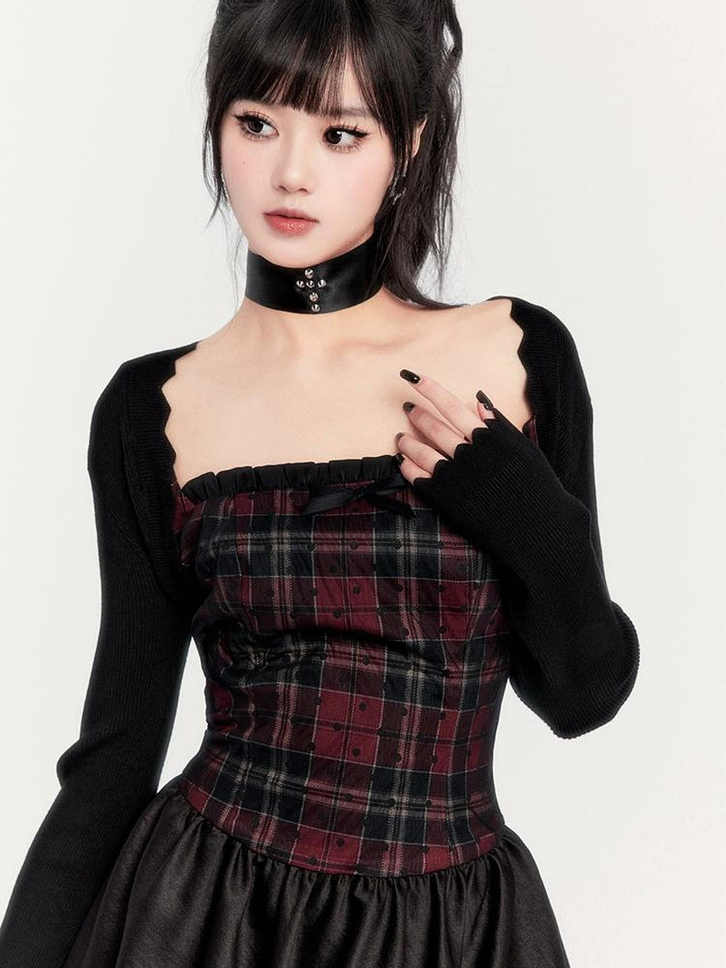 VOCK Black Gothic Cross Ribbon Bow Women's Satin Chokers