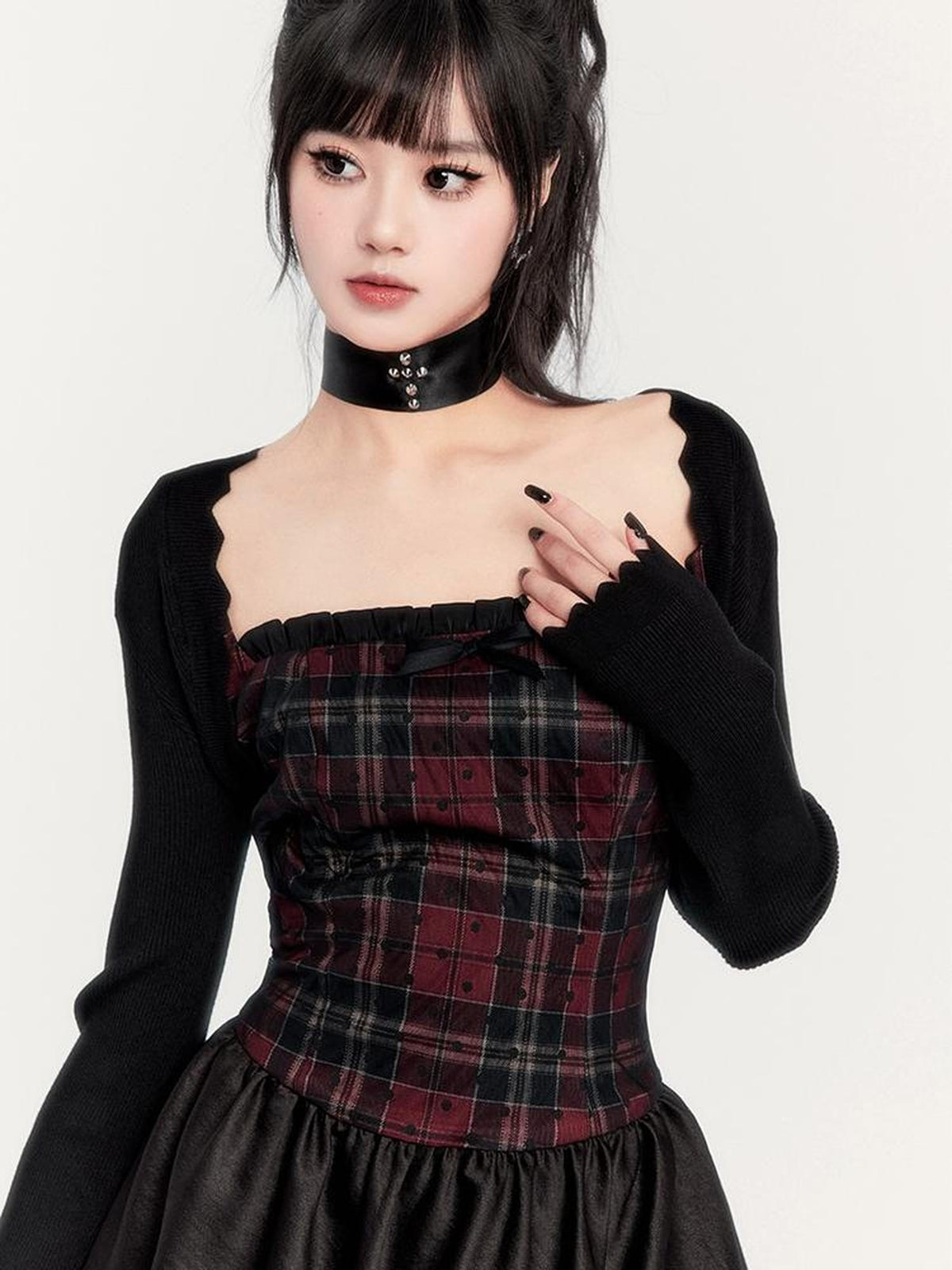 VOCK Black Gothic Cross Ribbon Bow Women's Satin Chokers