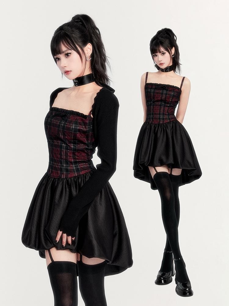 VOCK Black Gothic Cross Ribbon Bow Women's Satin Chokers