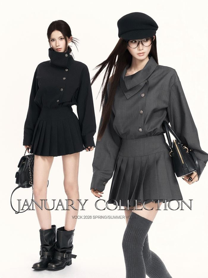 VOCK Black Gray Colorblock V-neck Bodycon Women's Knitted Halter Mini Dresses