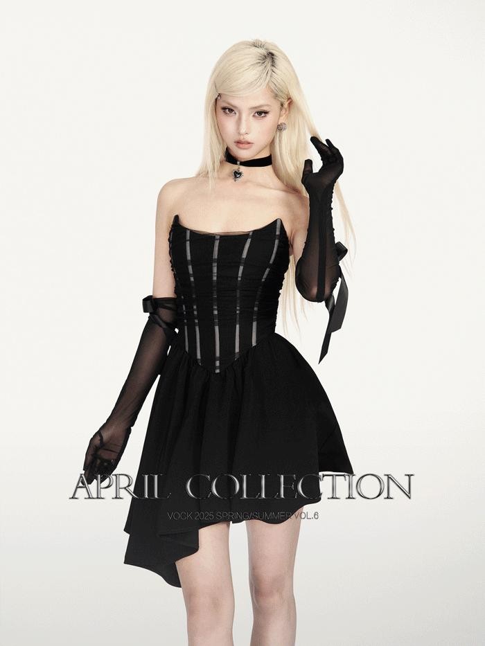 VOCK Black Gray Plaid High Waist A Line Slim 3d Pleats Women's Pleated Skirts