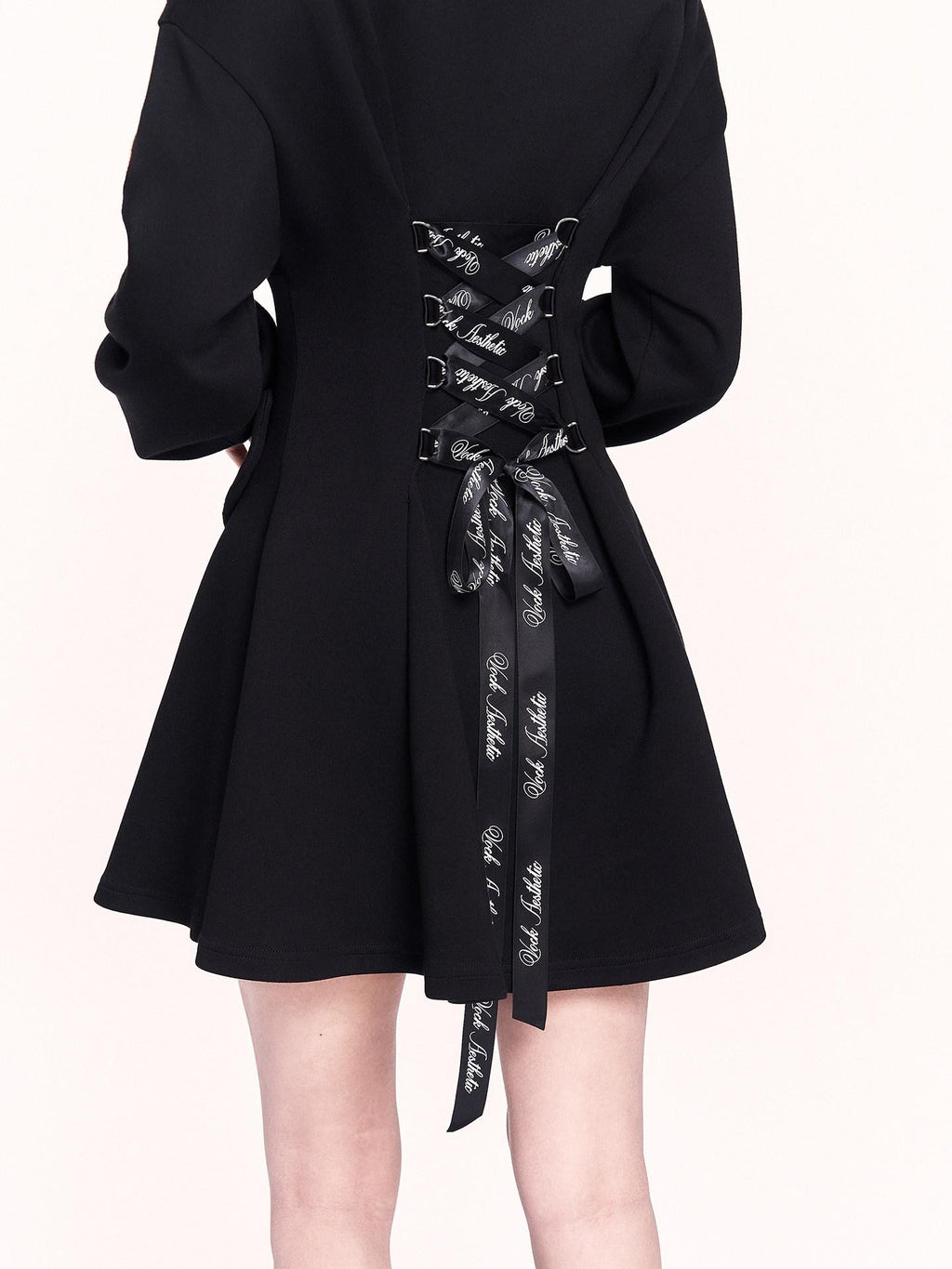 VOCK Black Heart Pocket Cinched Waist Women's Cotton Blend Bodycon Mini Dresses