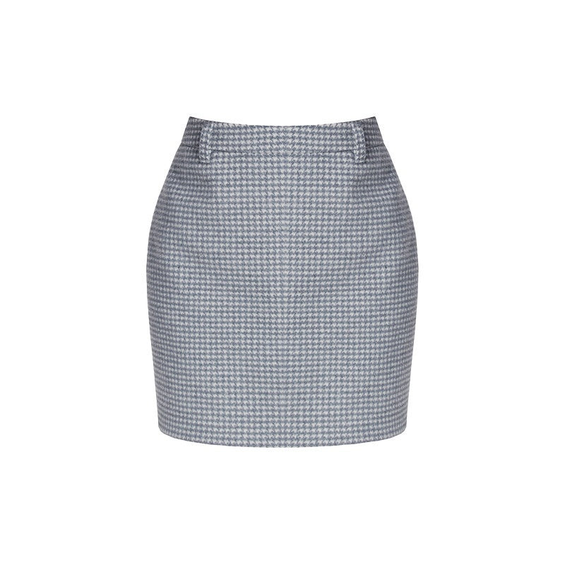 VOCK_Blue_Houndstooth_A_Line_Short_Blazer_Women's_Wool_Tweed_Matching_Skirt_Sets_989275296675_MISSTT
