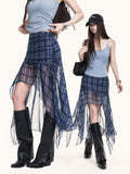 VOCK_Blue_Plaid_Asymmetric_Mesh_Pleated_Side_Slit_Women's_Polyester_Midi_Skirts_1051449717432_MISSTT