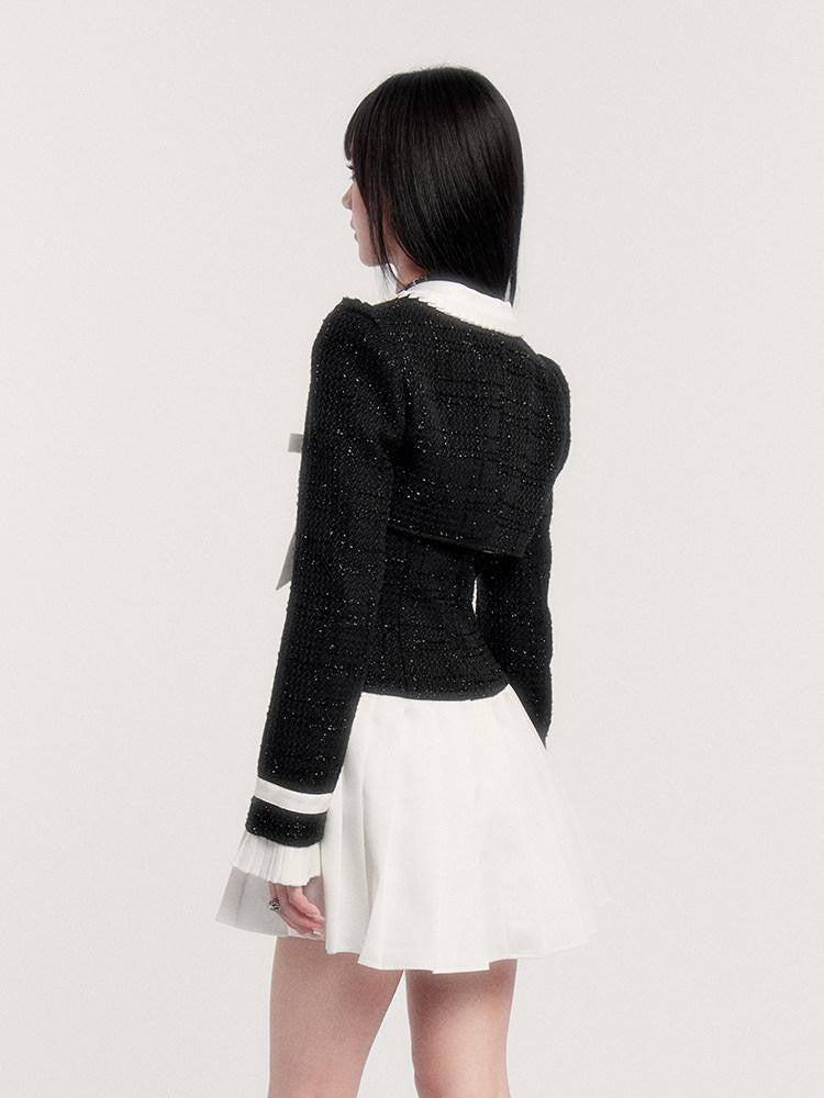 VOCK Boucle Colorblock Bow Cami Blazer Women's Polyester Matching Skirt Sets