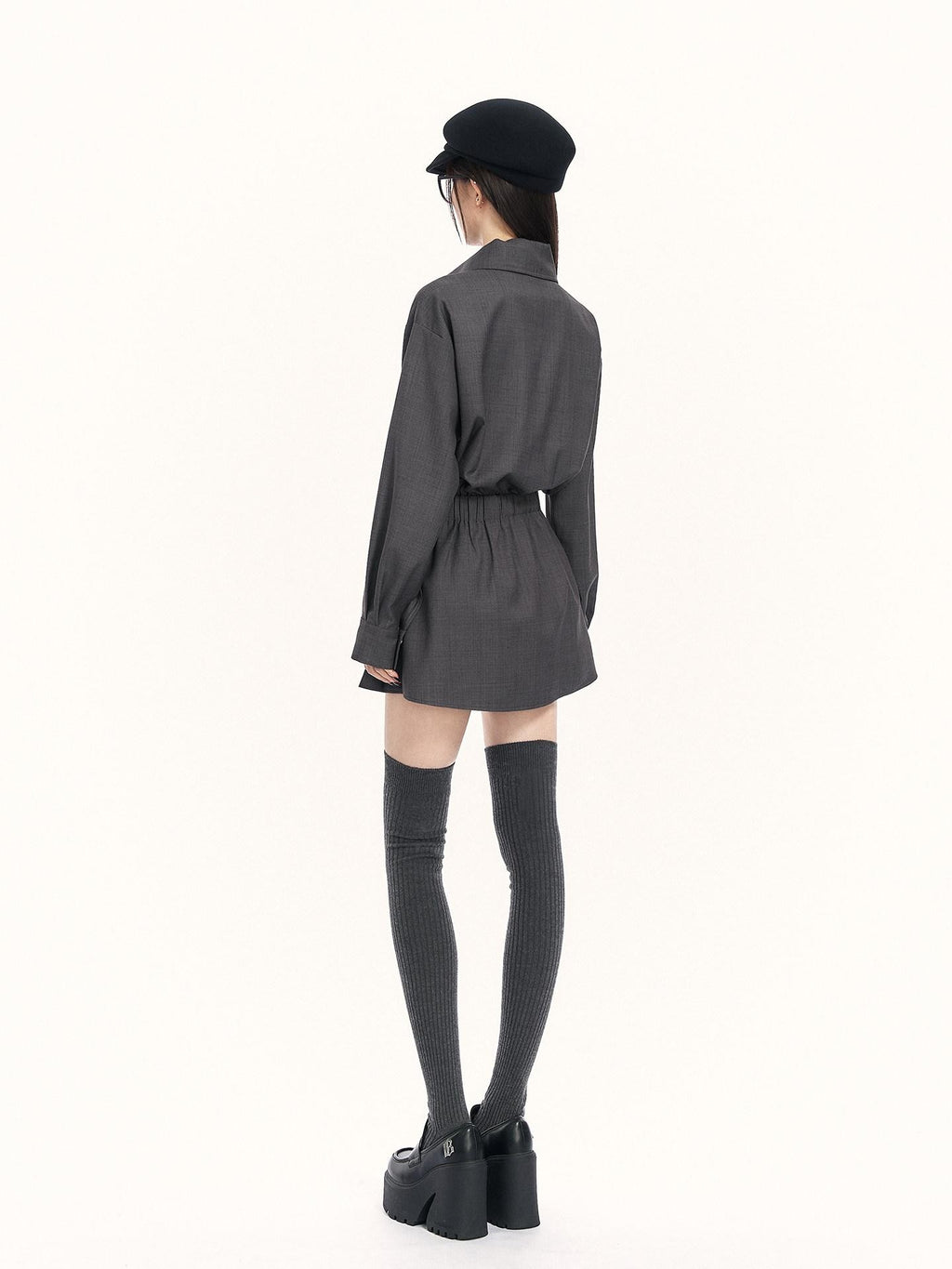 VOCK British Preppy Trench Style Pleated Women's Polyester Cotton Casual Mini Dresses