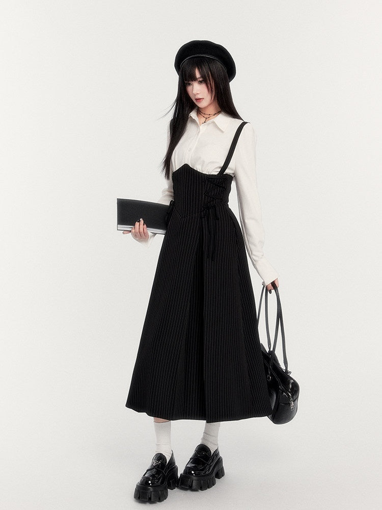 VOCK_Bustier_Tie_Schoolgirl_A_Line_Women's_Polyester_Spandex_Slip_Maxi_Dresses_774264023158_MISSTT