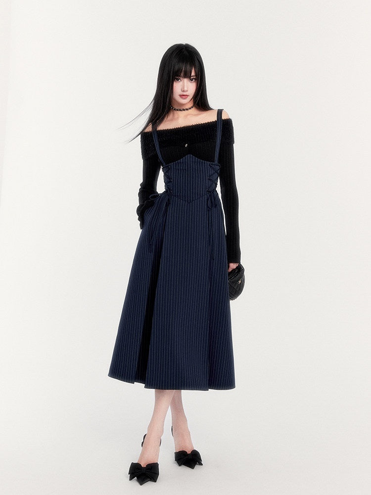 VOCK_Bustier_Tie_Schoolgirl_A_Line_Women's_Polyester_Spandex_Slip_Maxi_Dresses_774264023158_MISSTT