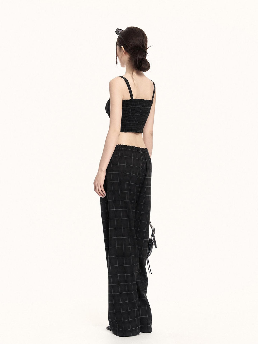VOCK Checkered Camisole Wide Leg Loose Women's Casual Top & Pants Sets
