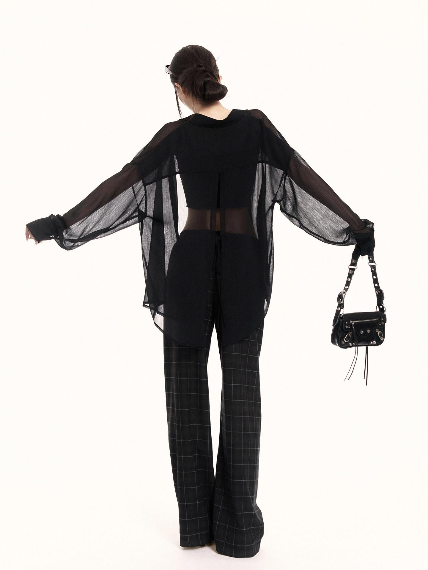 VOCK Checkered Camisole Wide Leg Loose Women's Casual Top & Pants Sets