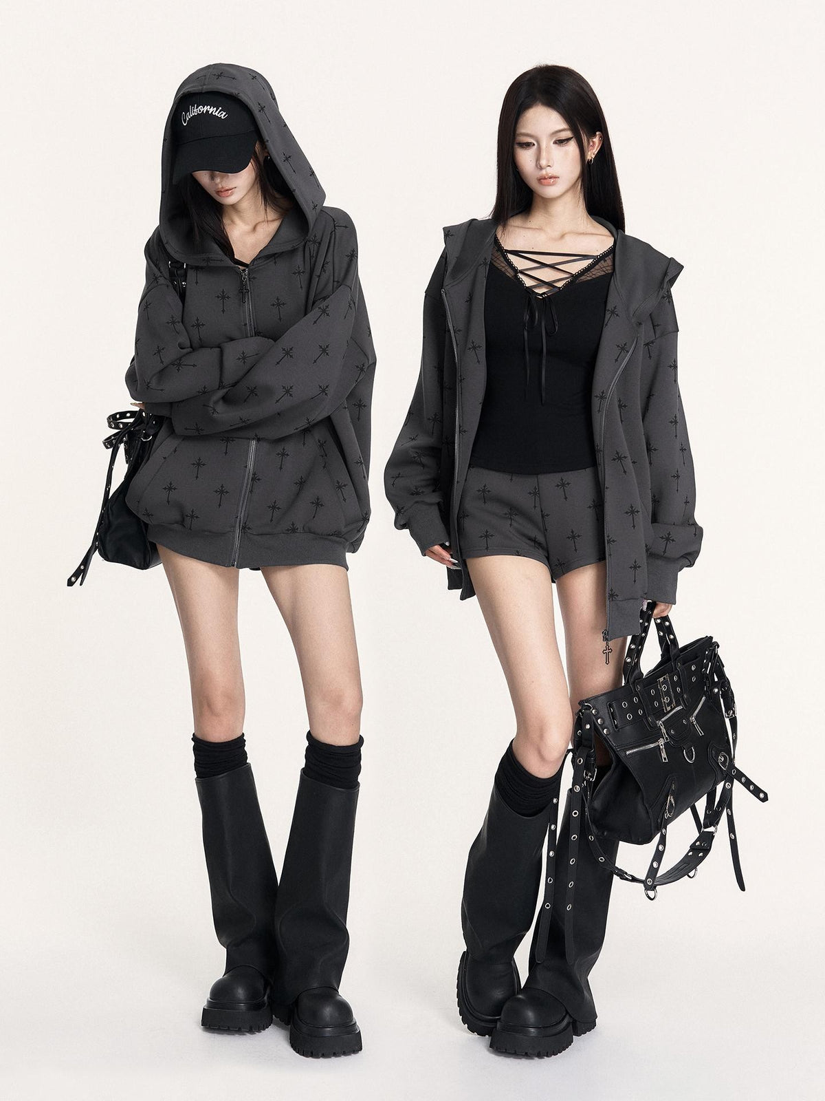 VOCK Color Block Print Drop Shoulder Women's Zip-up Hoodies