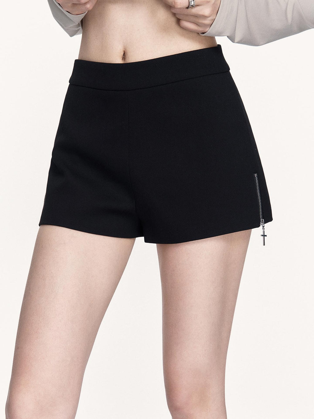 VOCK Cross Print Cinched Waist Slimming Women's Polyester Hot Pants