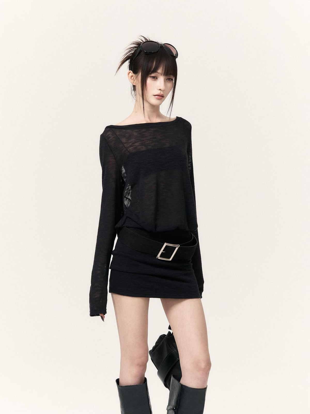 VOCK Cutout Open Back Long Sleeve Women's Knit Bodycon Mini Dresses