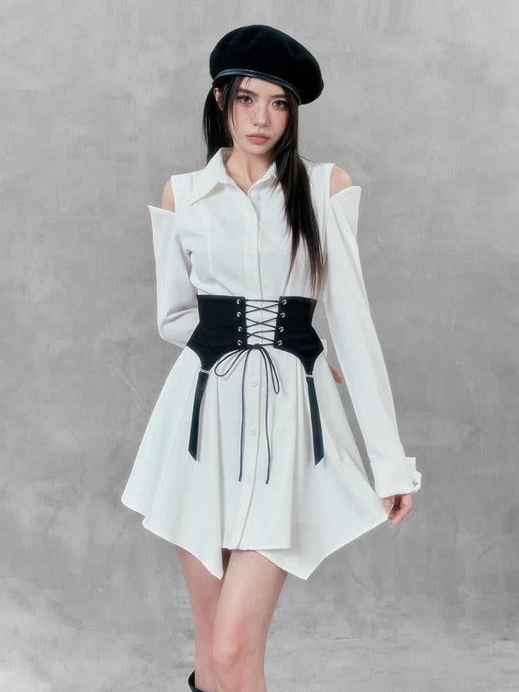 VOCK Dark Long Sleeve Slim Collar Women's Polyester Casual Mini Dresses