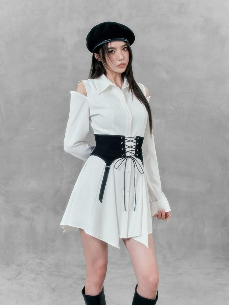 VOCK Dark Long Sleeve Slim Collar Women's Polyester Casual Mini Dresses