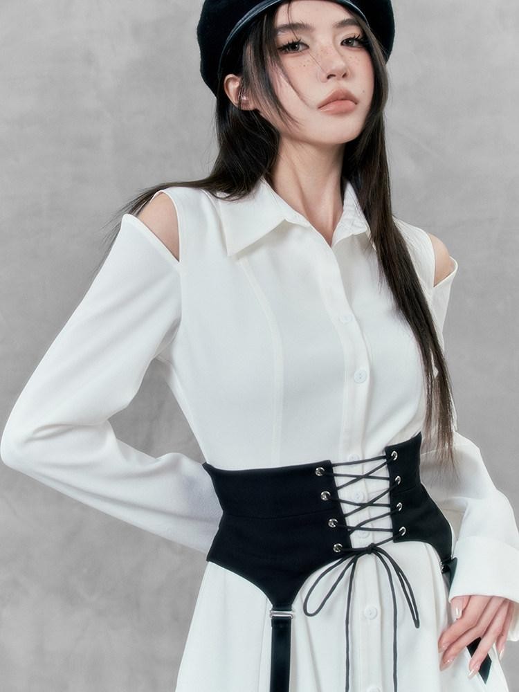 VOCK Dark Long Sleeve Slim Collar Women's Polyester Casual Mini Dresses